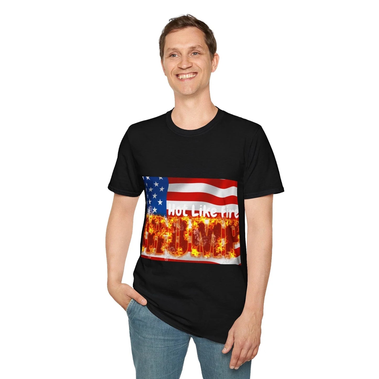 Trump Hot Like Fire American Flag Unisex T-Shirt Unisex T-shirt, Sweatshirt, Hoodie, Long Sleeve Tee - T-Shirt, Sweatshirt, Hoodie