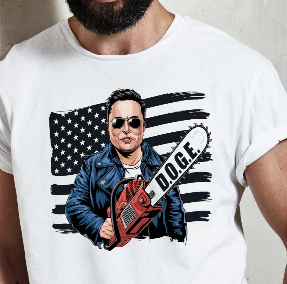 Dept of Government Efficiency DOGE Chainsaw Musk T-Shirt Political Meme T-shirt Unisex T-shirt, Sweatshirt, Hoodie, Long Sleeve Tee - T-Shirt, Sweatshirt, Hoodie