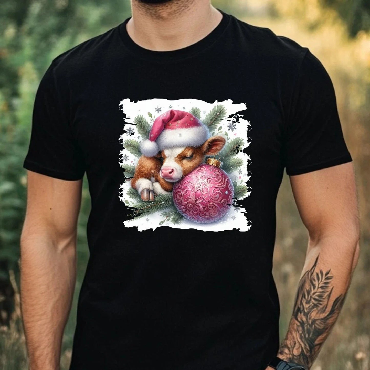 Mens Christmas Animal Print Cotton T-Shirt Size XS to 5XL Unisex T-shirt, Sweatshirt, Hoodie, Long Sleeve Tee - T-Shirt, Sweatshirt, Hoodie
