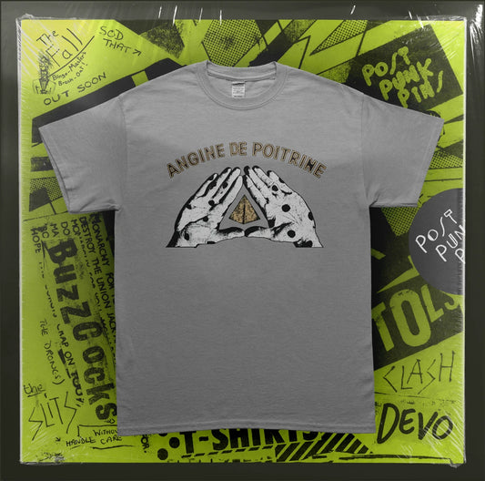 ANGINE DE POITRINE - Sherpa Fabienk 150GSM Grey Graphic T-Shirt - With Backprint Unisex T-shirt, Sweatshirt, Hoodie, Long Sleeve Tee - T-Shirt, Sweatshirt, Hoodie