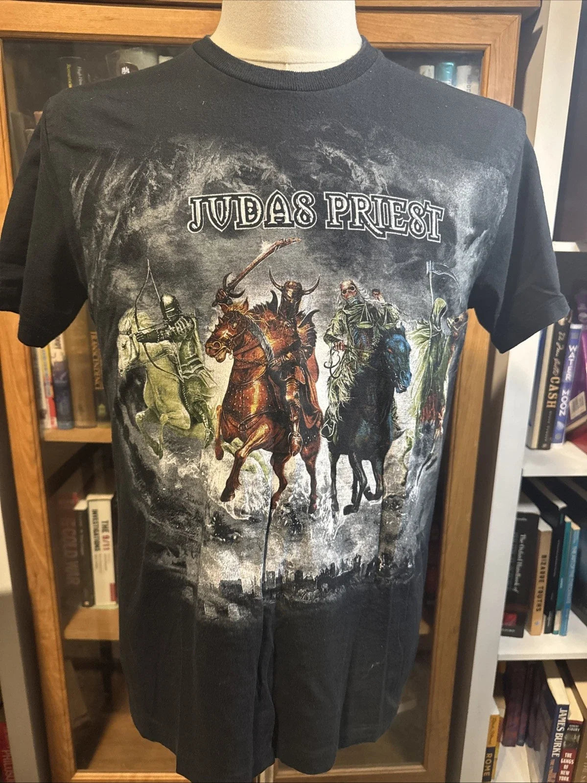 Vintage Y2K Judas Priest Nostradamus 2008 Tour 4 Horsemen T Shirt Black Mens L Unisex T-shirt, Sweatshirt, Hoodie, Long Sleeve Tee - T-Shirt, Sweatshirt, Hoodie