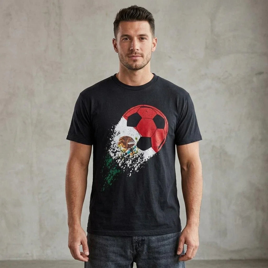 Mexico National Football Team Flag Soccer Ball Graphic Tee Men's Sz Medium #S72t Unisex T-shirt, Sweatshirt, Hoodie, Long Sleeve Tee - T-Shirt, Sweatshirt, Hoodie