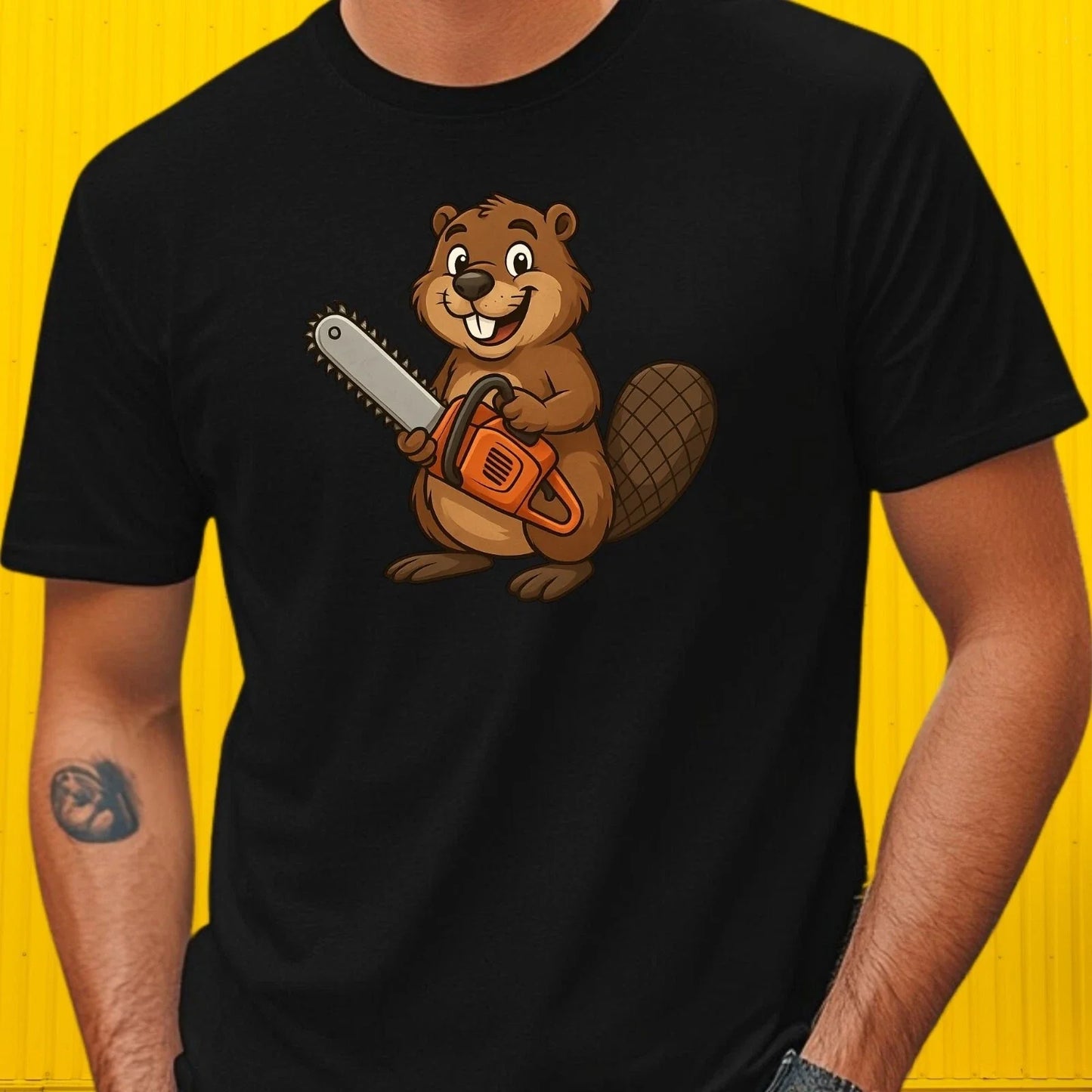 Mens Beaver Chainsaw Print Cotton T-Shirt Size S to 5XL Unisex T-shirt, Sweatshirt, Hoodie, Long Sleeve Tee - T-Shirt, Sweatshirt, Hoodie