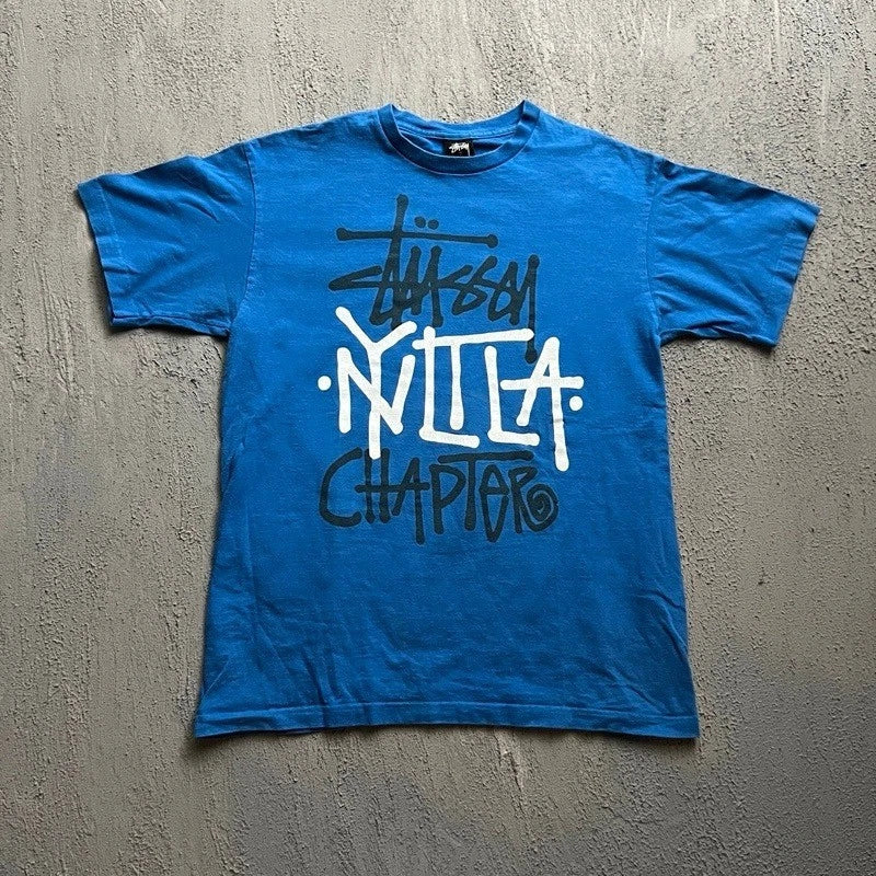 Vintage Stussy Shirt Men Large Blue 2000s NYLTLA Chapter Streetwear Unisex T-shirt, Sweatshirt, Hoodie, Long Sleeve Tee - T-Shirt, Sweatshirt, Hoodie