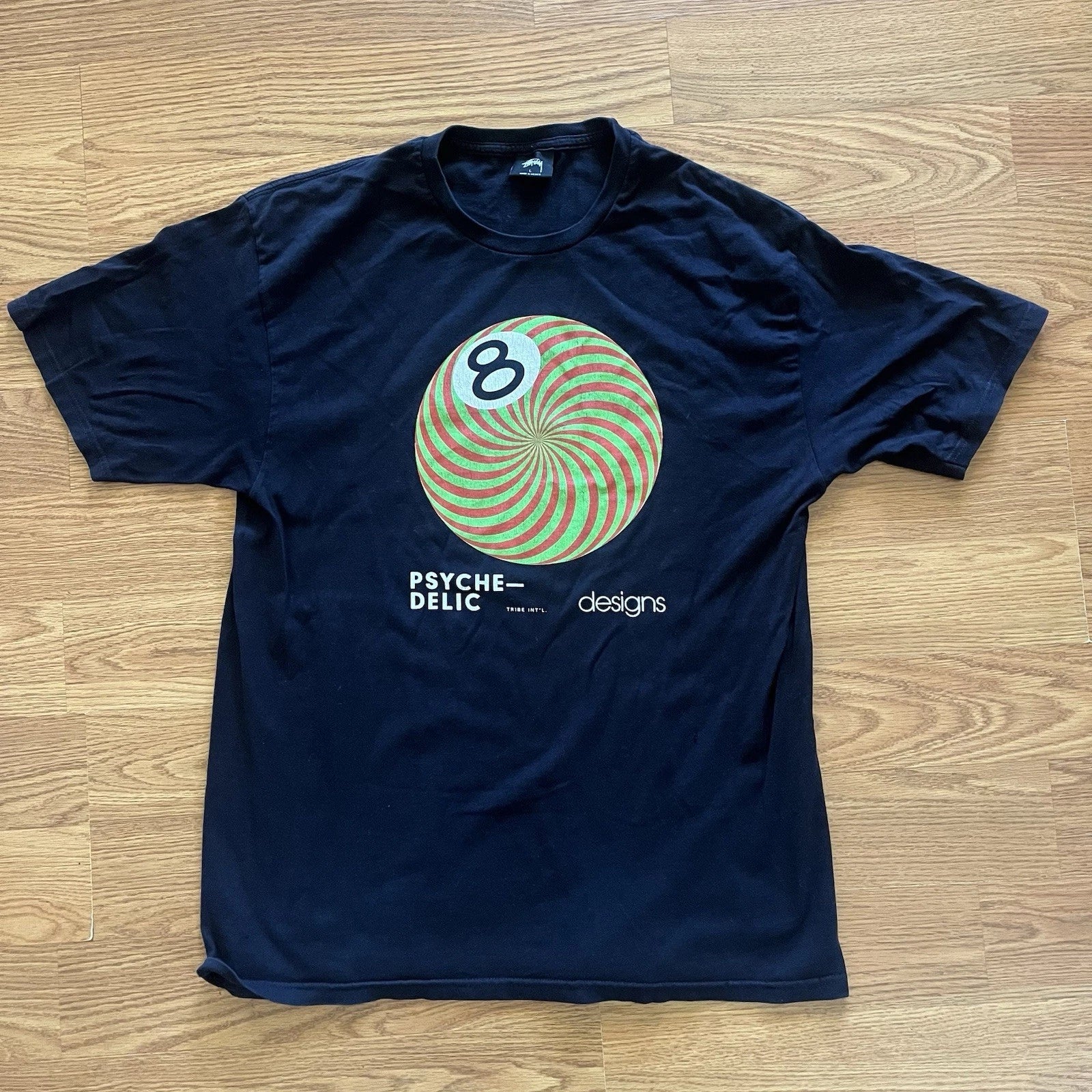 Vintage Stussy Shirt Mens Large Black 90s Classics 8 Ball Skate Psychedelic Unisex T-shirt, Sweatshirt, Hoodie, Long Sleeve Tee - T-Shirt, Sweatshirt, Hoodie