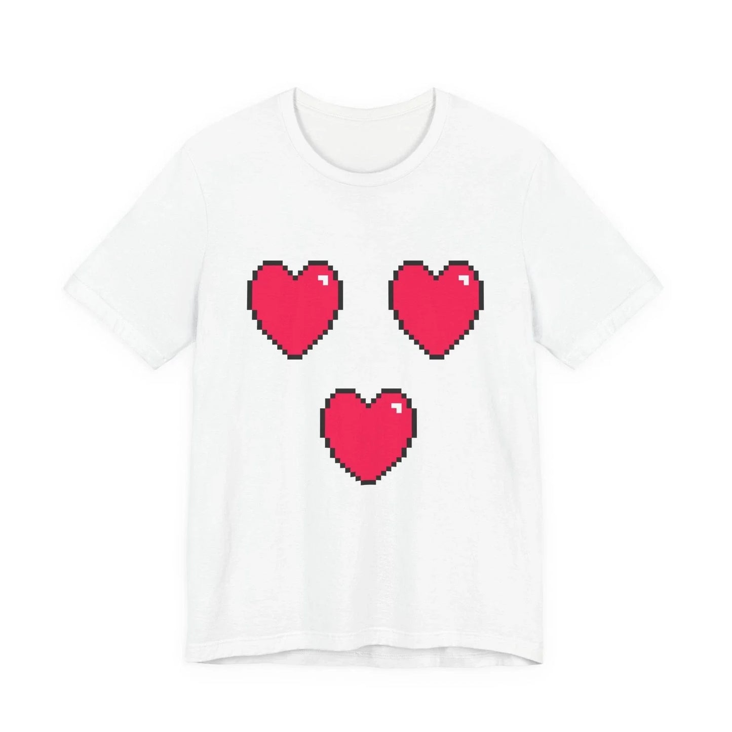 Unisex Jersey Short Sleeve Tee Cute Retro 8-Bit Pixel Art Gamer 3 Red Hearts Unisex T-shirt, Sweatshirt, Hoodie, Long Sleeve Tee - T-Shirt, Sweatshirt, Hoodie