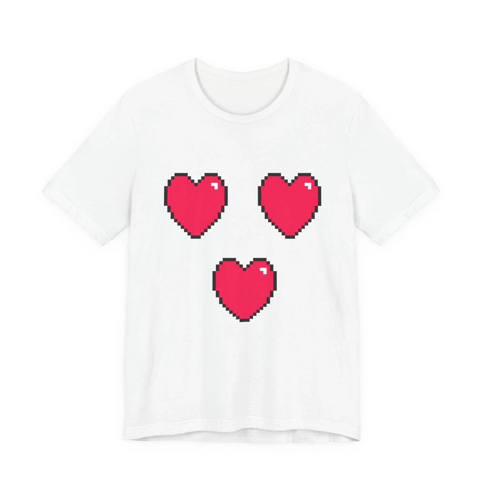 Unisex Jersey Short Sleeve Tee Cute Retro 8-Bit Pixel Art Gamer 3 Red Hearts Unisex T-shirt, Sweatshirt, Hoodie, Long Sleeve Tee - T-Shirt, Sweatshirt, Hoodie