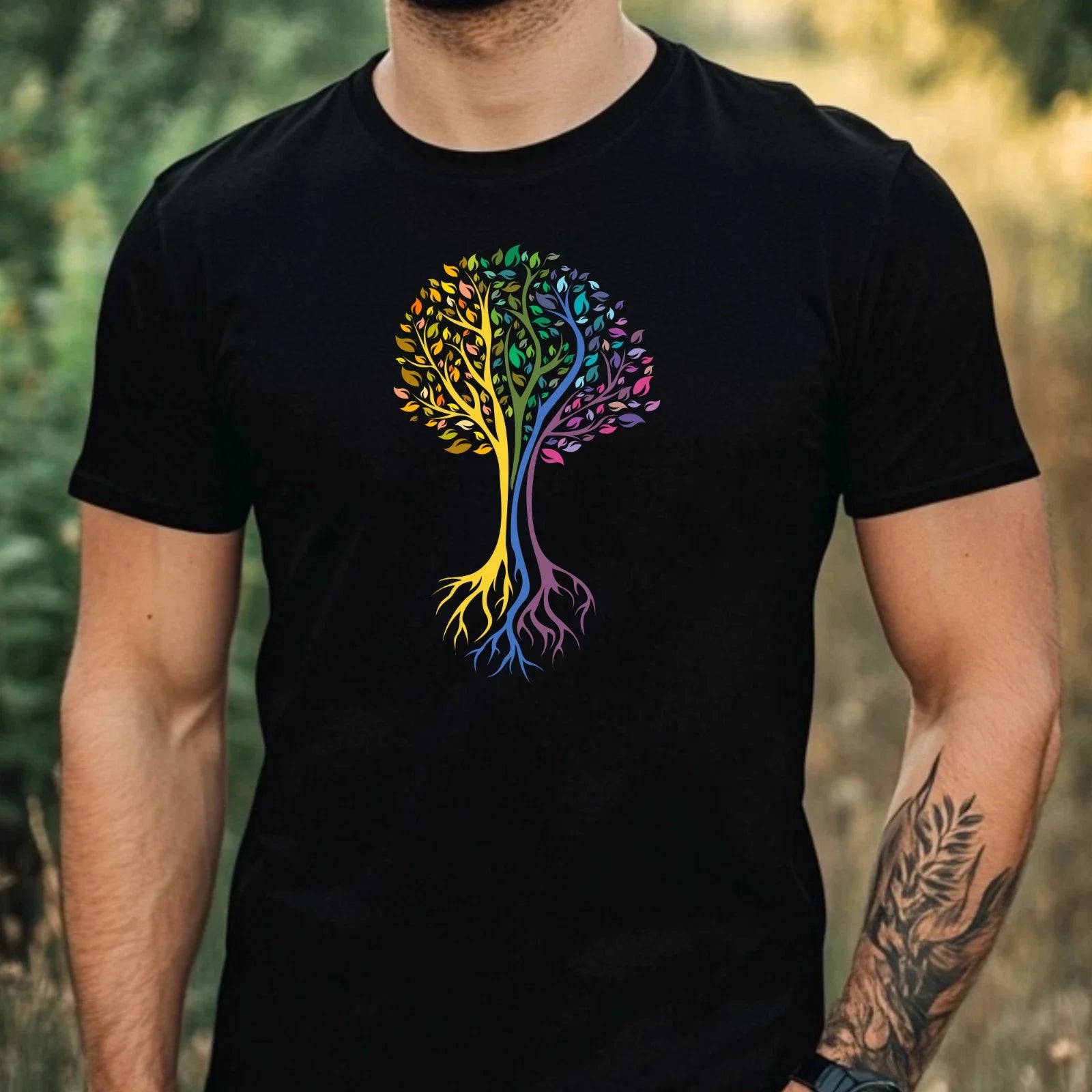 Mens Mother Nature Roots Tree Of Life Motif Cotton T-Shirt Size XS to 5XL Unisex T-shirt, Sweatshirt, Hoodie, Long Sleeve Tee - T-Shirt, Sweatshirt, Hoodie