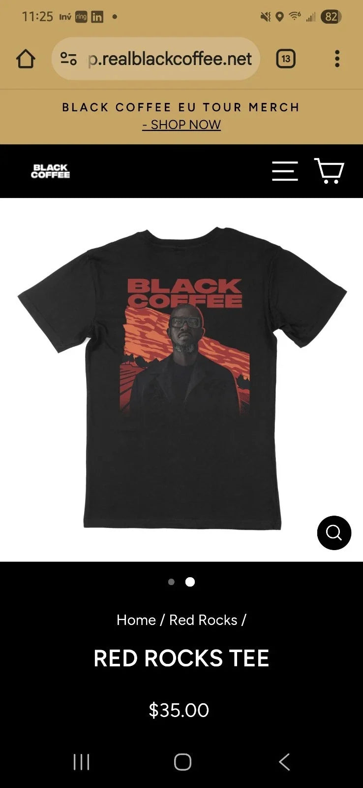 Black Short Sleeve T-Shirt /Black Coffee EU Tour 2024 Size Medium Unisex T-shirt, Sweatshirt, Hoodie, Long Sleeve Tee - T-Shirt, Sweatshirt, Hoodie