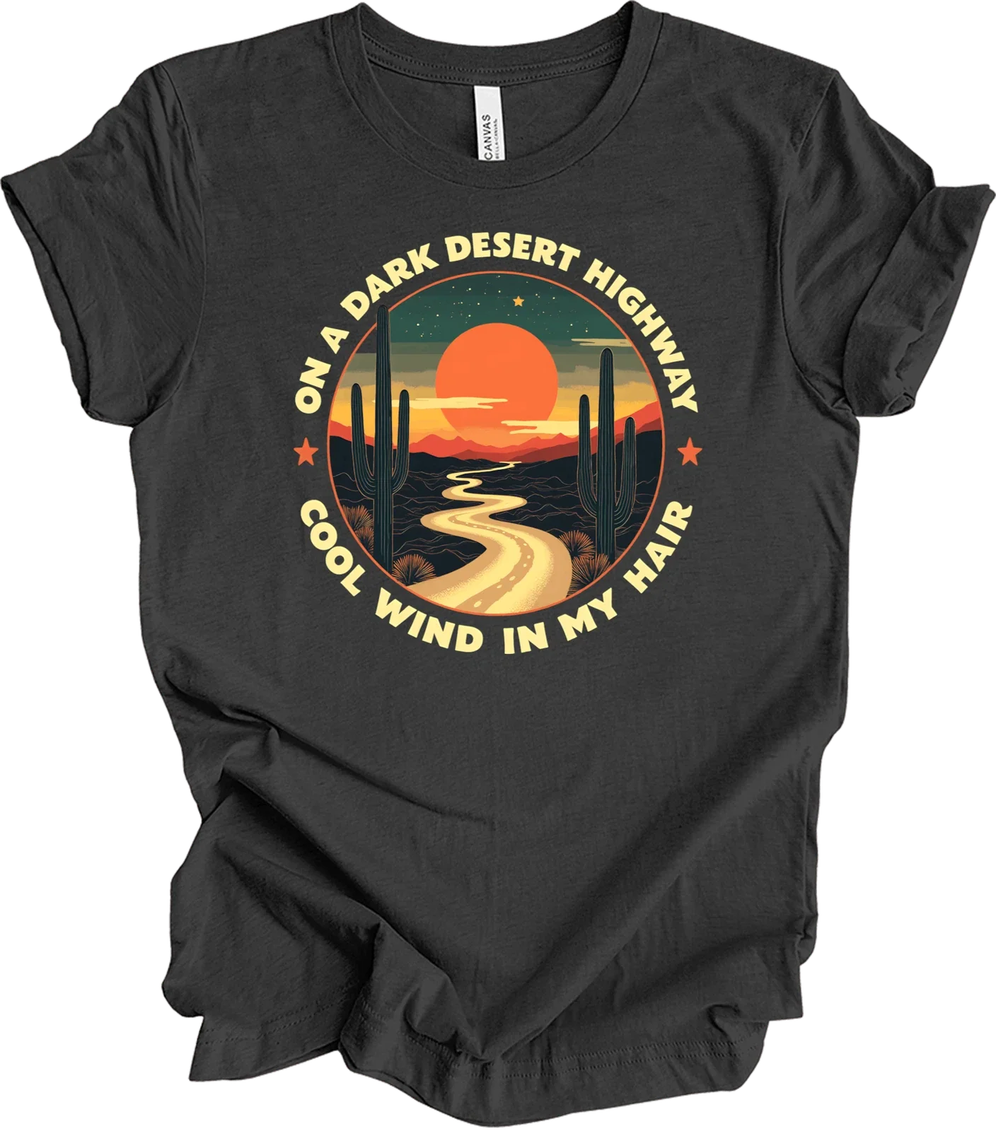 Dark Desert Highway Adventure Tee Retro Nature Graphic Road Trip Shirt T-shirt Unisex T-shirt, Sweatshirt, Hoodie, Long Sleeve Tee - T-Shirt, Sweatshirt, Hoodie
