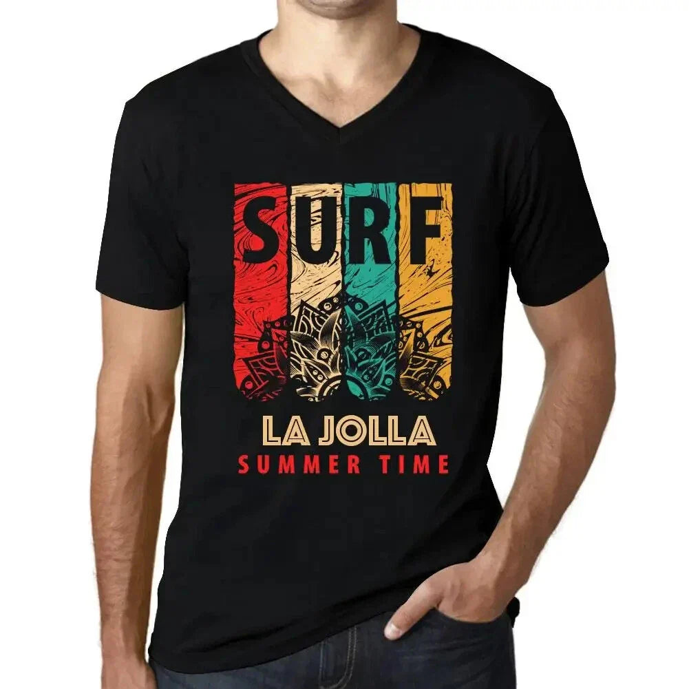 Men's Graphic T-Shirt V Neck Summer Time Surf In La Jolla Eco-Friendly Limited Unisex T-shirt, Sweatshirt, Hoodie, Long Sleeve Tee - T-Shirt, Sweatshirt, Hoodie