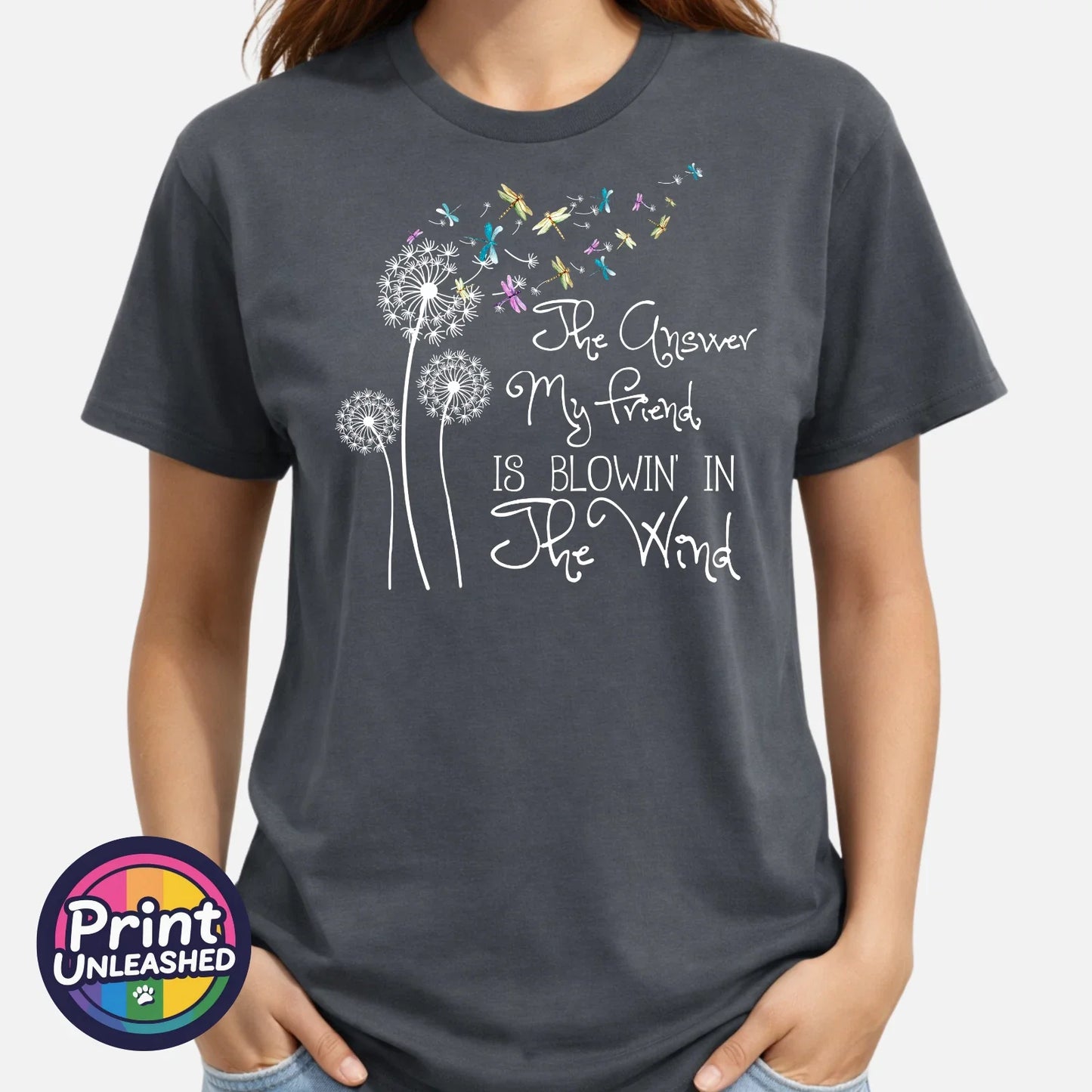Bob Dylan Lyrics Printed T-Shirt Blowin In The Wind Dandelion Tee Music Peace Unisex T-shirt, Sweatshirt, Hoodie, Long Sleeve Tee - T-Shirt, Sweatshirt, Hoodie