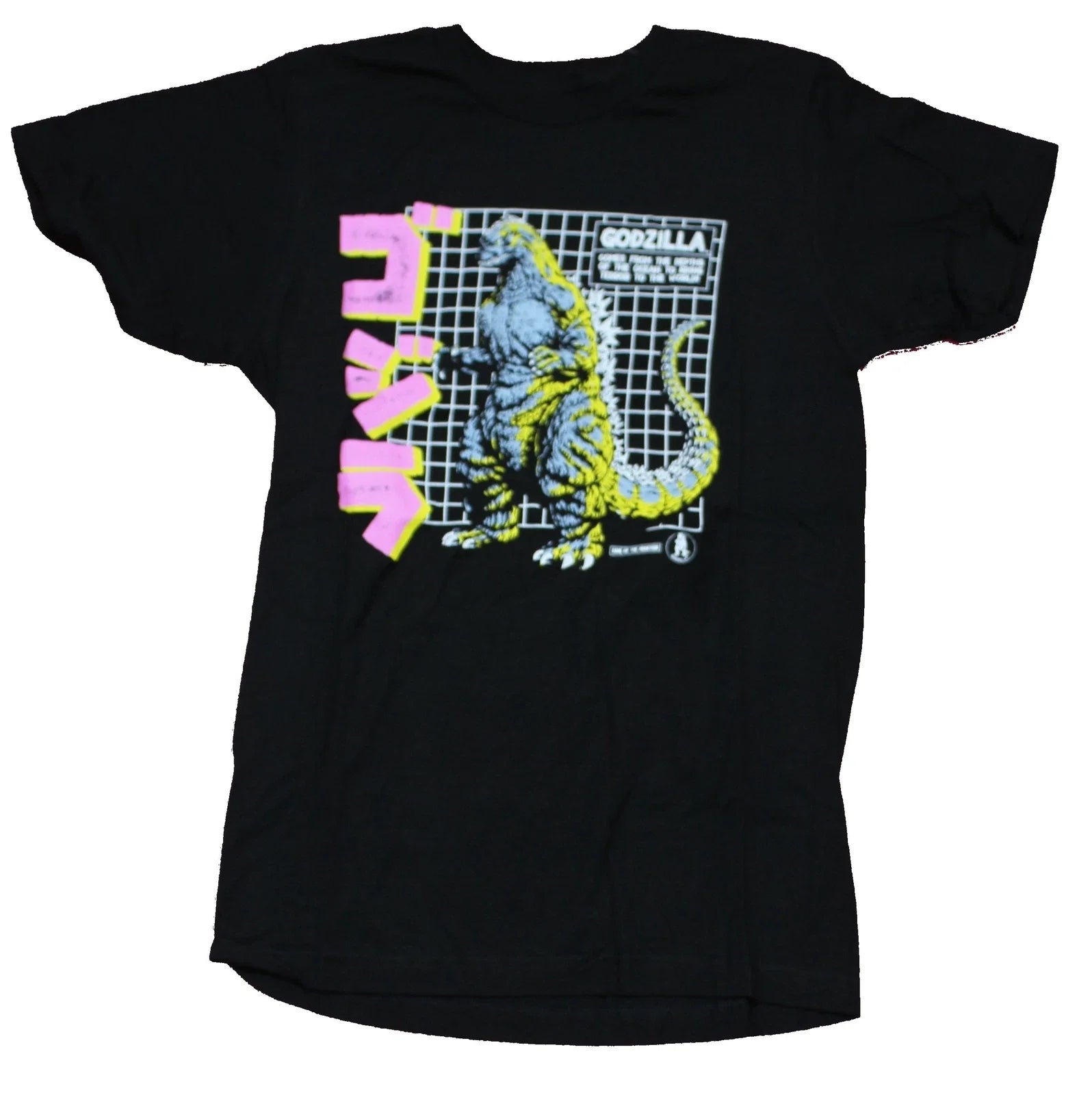 Godzilla Adult New T-Shirt - Godzilla Grid & Pink Kanji Unisex T-shirt, Sweatshirt, Hoodie, Long Sleeve Tee - T-Shirt, Sweatshirt, Hoodie