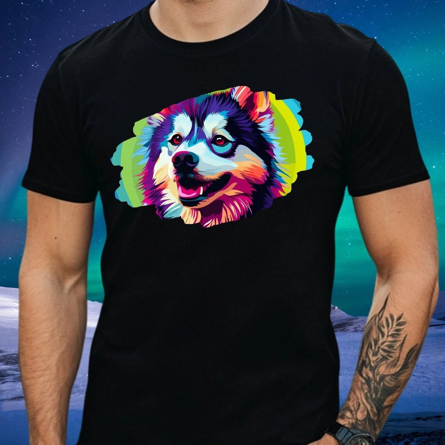 Mens Pomsky Dog Pop Art Motif Cotton T-Shirt Size S to 5XL Unisex T-shirt, Sweatshirt, Hoodie, Long Sleeve Tee - T-Shirt, Sweatshirt, Hoodie