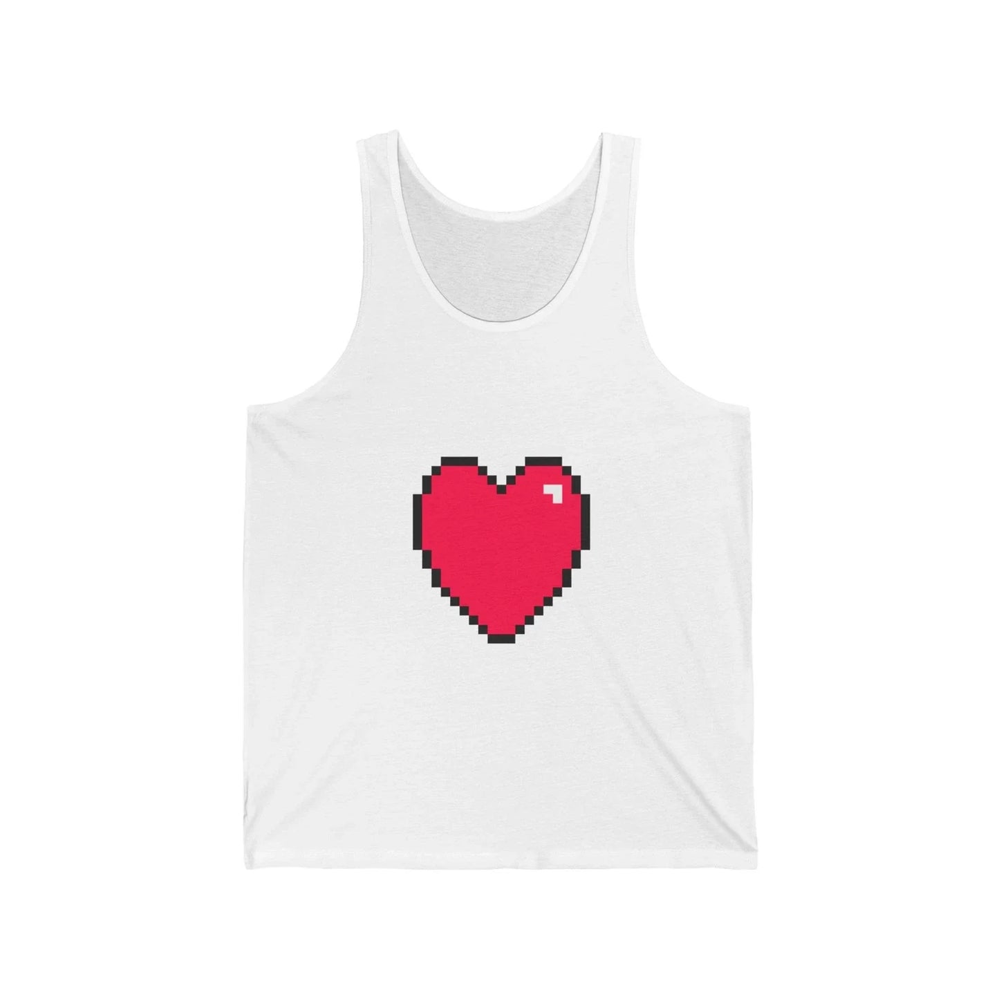 Unisex Jersey Tank Cute 8-Bit Retro Pixel Art Red Gamer Heart Design Unisex T-shirt, Sweatshirt, Hoodie, Long Sleeve Tee - T-Shirt, Sweatshirt, Hoodie