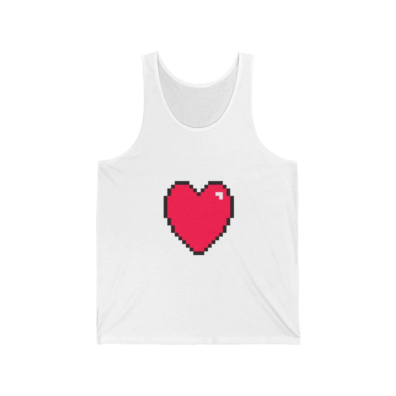 Unisex Jersey Tank Cute 8-Bit Retro Pixel Art Red Gamer Heart Design Unisex T-shirt, Sweatshirt, Hoodie, Long Sleeve Tee - T-Shirt, Sweatshirt, Hoodie