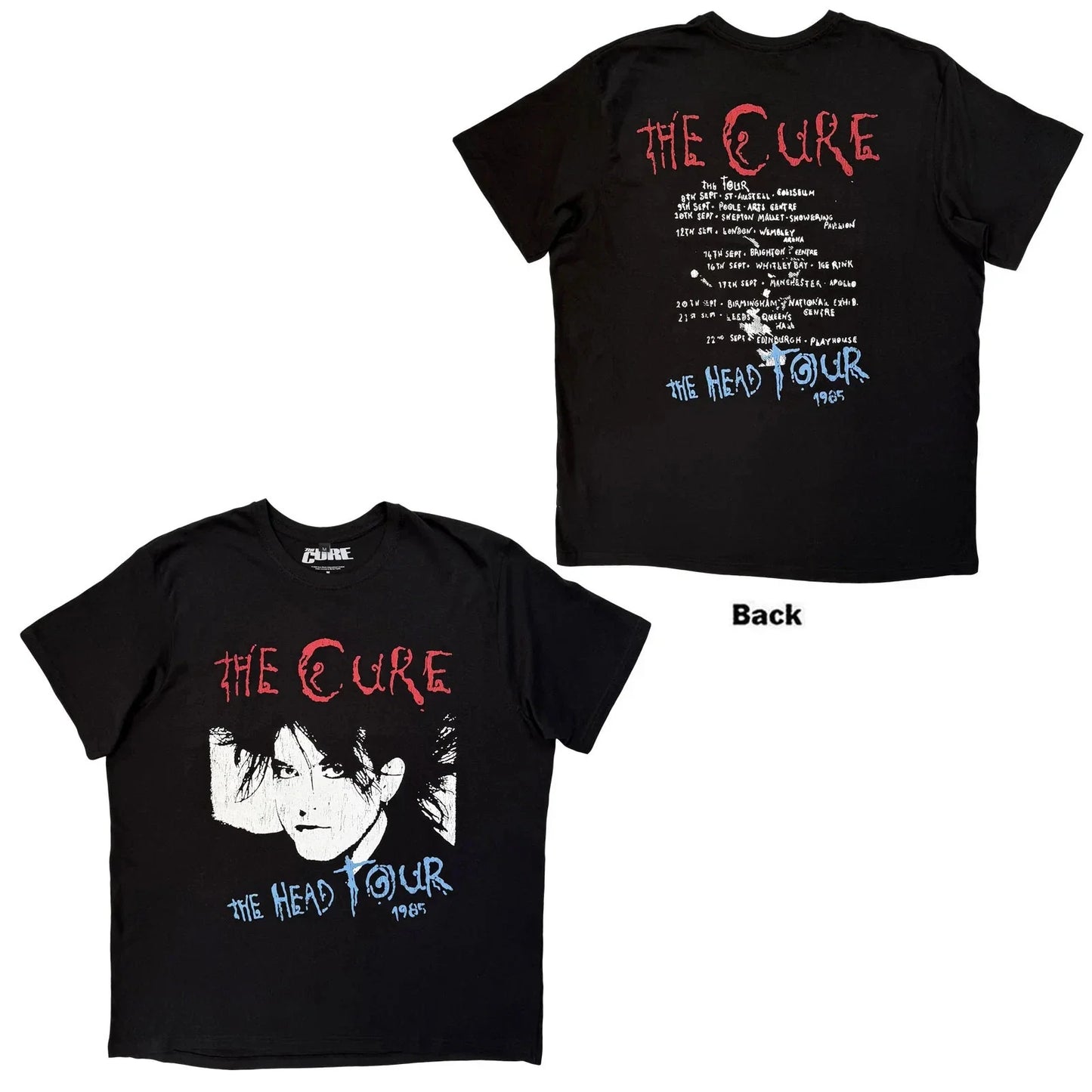 The Cure  Premium Carbon T-Shirt: The Head Tour '85 (Black) (Back Print) OFFICIA Unisex T-shirt, Sweatshirt, Hoodie, Long Sleeve Tee - T-Shirt, Sweatshirt, Hoodie