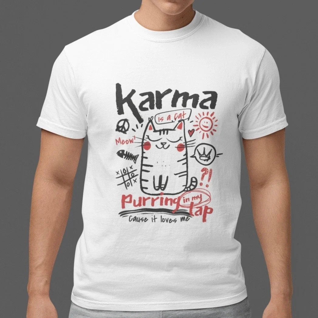 Karma Is A Cat Funny Cat Lover T Shirt Cute Pet Graphic Tee Unisex Unisex T-shirt, Sweatshirt, Hoodie, Long Sleeve Tee - T-Shirt, Sweatshirt, Hoodie