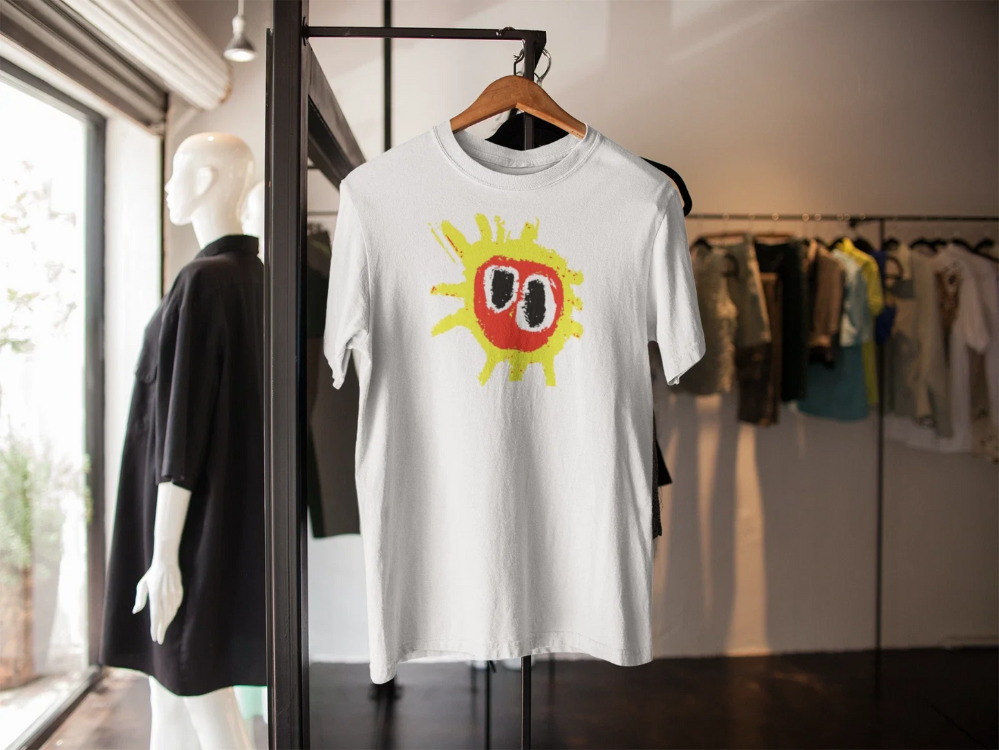 PRIMAL SCREAM T-SHIRT SCREAMADELICA INSPIRED LOGO  MADCHESTER RAVE Unisex T-shirt, Sweatshirt, Hoodie, Long Sleeve Tee - T-Shirt, Sweatshirt, Hoodie
