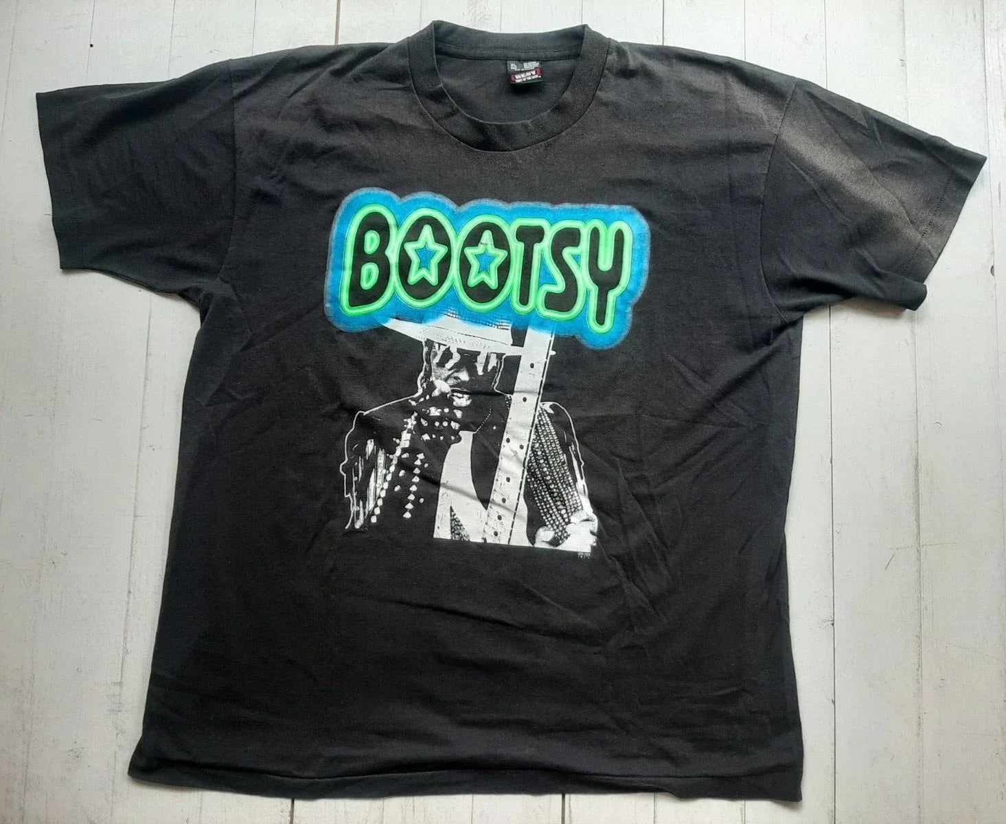 BOOTSY COLLINS Funk Card Vintage 80s 90s Black T Shirt XL Tour Rap Tee LP P-Funk Unisex T-shirt, Sweatshirt, Hoodie, Long Sleeve Tee - T-Shirt, Sweatshirt, Hoodie