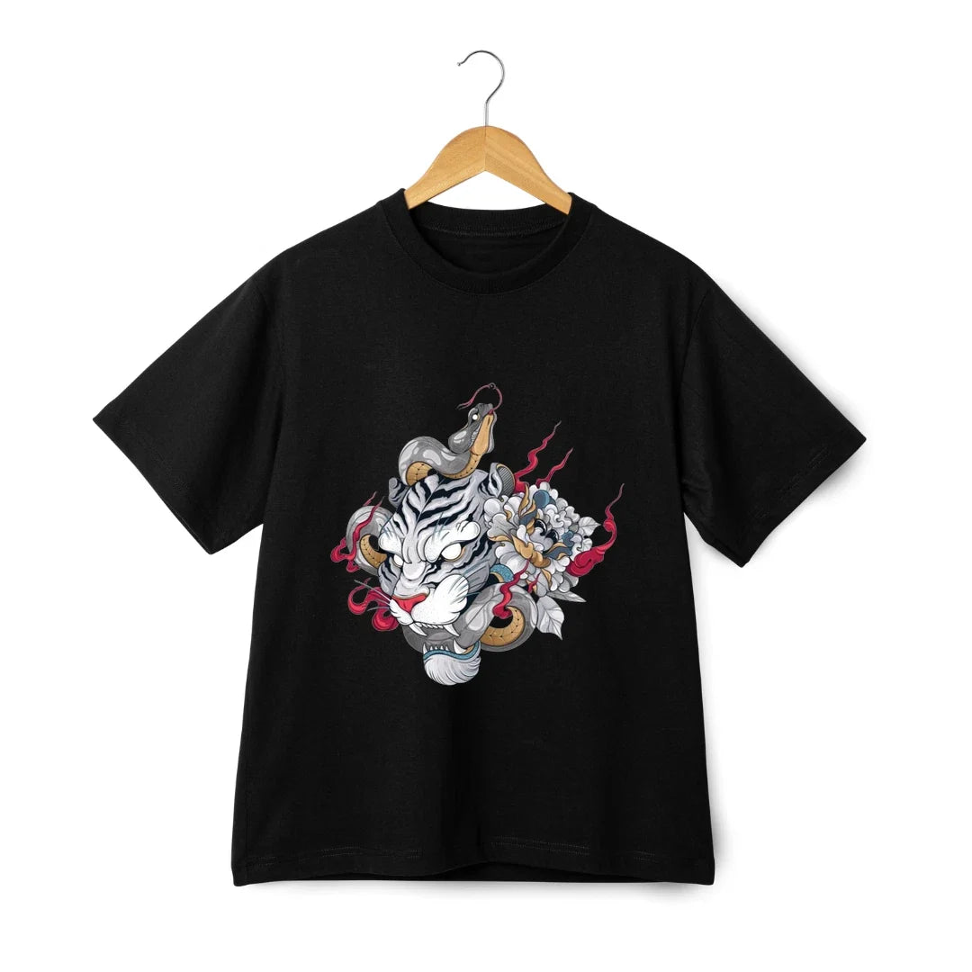 Tiger Snake Streetwear Graphic T-Shirt - Japanese Tattoo Art Tee Unisex T-shirt, Sweatshirt, Hoodie, Long Sleeve Tee - T-Shirt, Sweatshirt, Hoodie