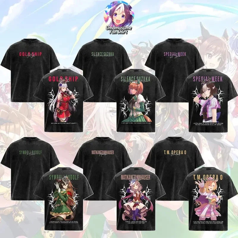 [Uma Musume Fan Shirt] Collection 2 Derby Darkside Umamusume Vintage Acid Washed Unisex T-shirt, Sweatshirt, Hoodie, Long Sleeve Tee - T-Shirt, Sweatshirt, Hoodie