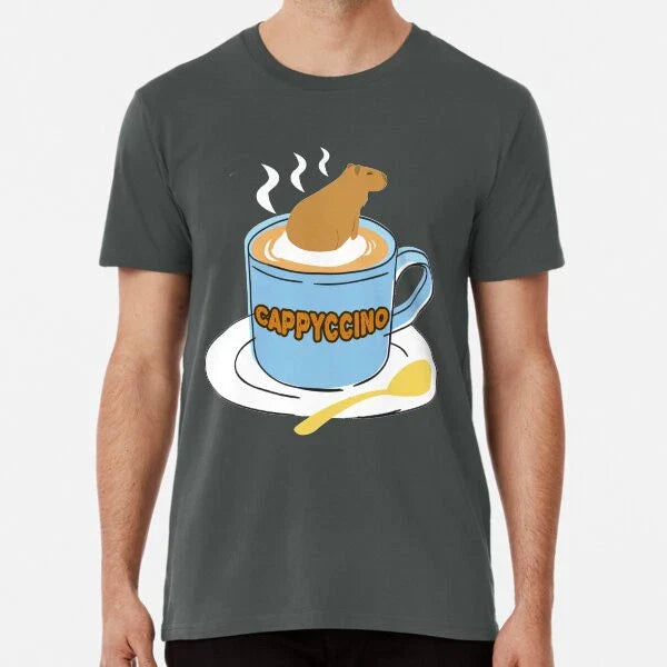 Cappyccino Capybara Coffee Pun T-Shirt S-5XL Best T-Shirt Unisex T-shirt, Sweatshirt, Hoodie, Long Sleeve Tee - T-Shirt, Sweatshirt, Hoodie