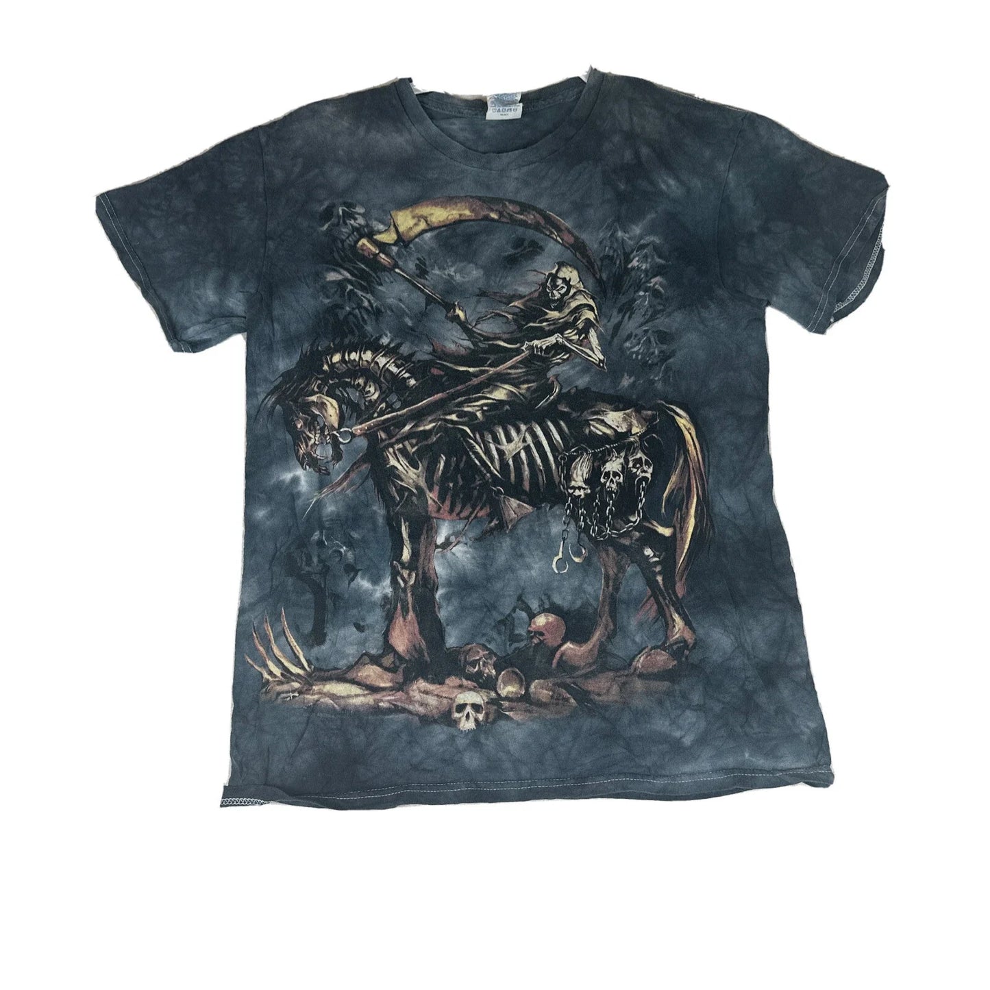 Vtg Y2K Graphic Tee Shirt S/XS GRAY AOP Skull  Grunge EUC Reaper Unisex T-shirt, Sweatshirt, Hoodie, Long Sleeve Tee - T-Shirt, Sweatshirt, Hoodie