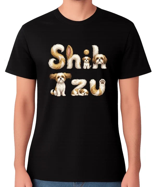 Shih Tzu Dog Typography Unisex T-Shirt Cute Puppy Lover Graphic Tee Unisex T-shirt, Sweatshirt, Hoodie, Long Sleeve Tee - T-Shirt, Sweatshirt, Hoodie