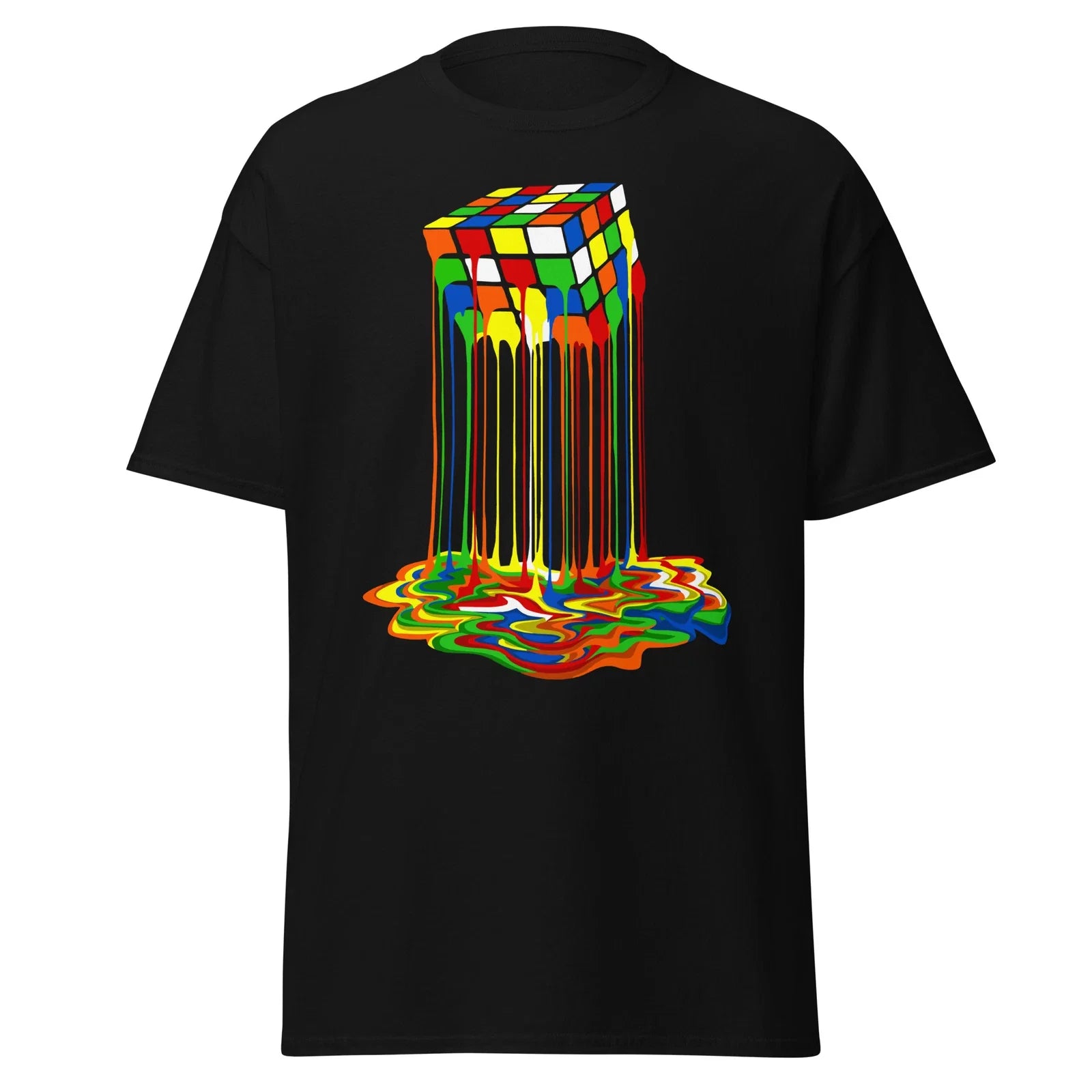 Mens Melted Rubiks Cube Graphic T-shirt Crewneck Gamer Trippy Skateboard Unisex T-shirt, Sweatshirt, Hoodie, Long Sleeve Tee - T-Shirt, Sweatshirt, Hoodie