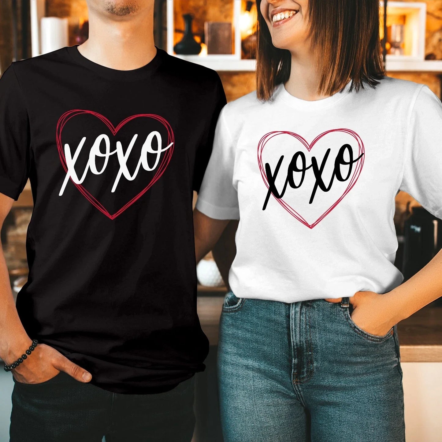 TSHIRT (1595) XOXO Love Heart Valentine's Day T-Shirt Cute Saint Valentines Tops Unisex T-shirt, Sweatshirt, Hoodie, Long Sleeve Tee - T-Shirt, Sweatshirt, Hoodie