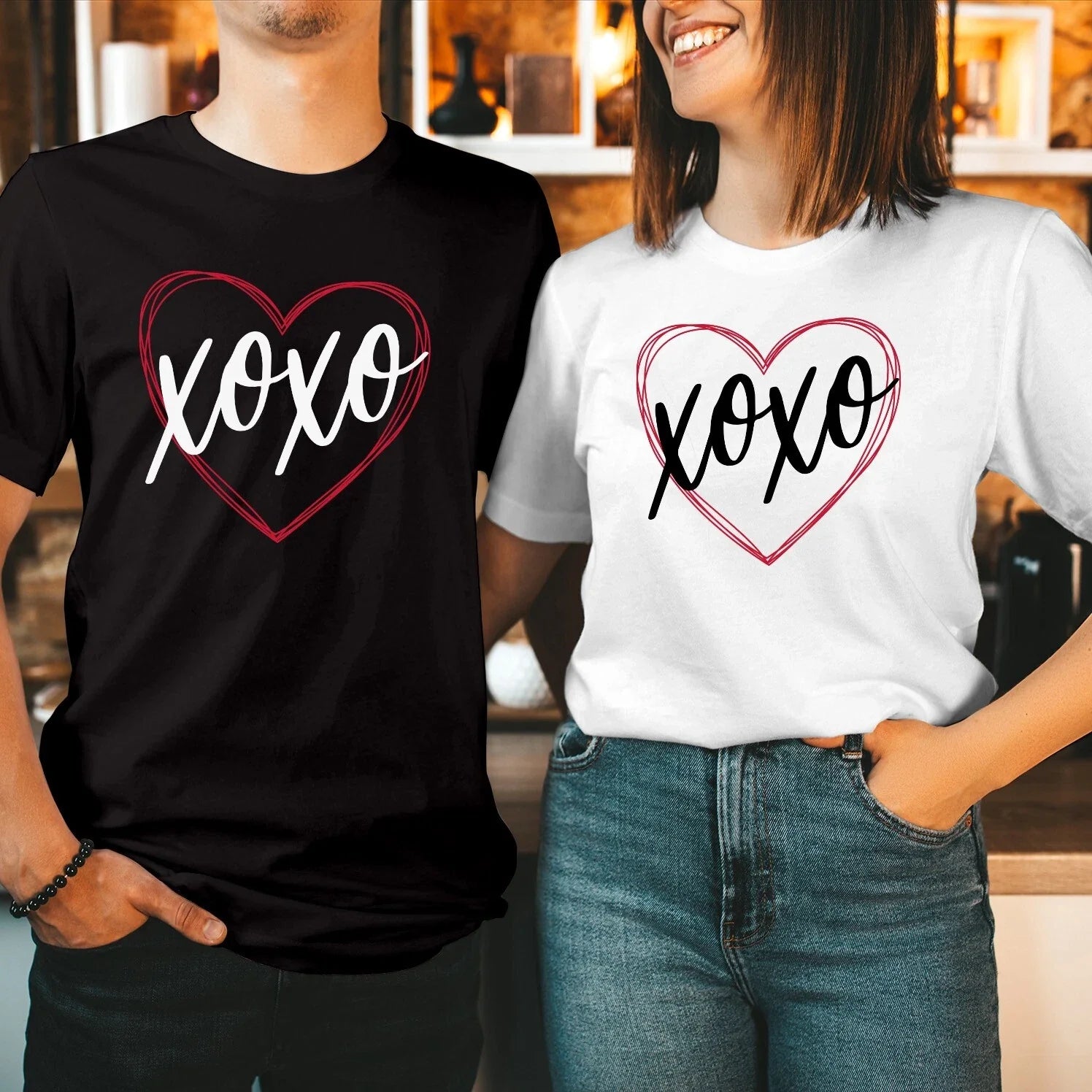 TSHIRT (1595) XOXO Love Heart Valentine's Day T-Shirt Cute Saint Valentines Tops Unisex T-shirt, Sweatshirt, Hoodie, Long Sleeve Tee - T-Shirt, Sweatshirt, Hoodie