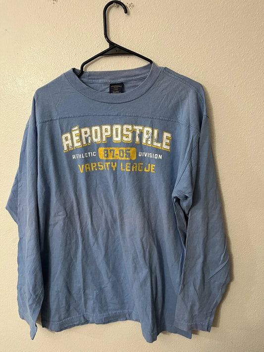 Aeropostale Graphic Tee Mens T-Shirt Size Large Blue Y2K Graphic Long Sleeve Unisex T-shirt, Sweatshirt, Hoodie, Long Sleeve Tee - T-Shirt, Sweatshirt, Hoodie