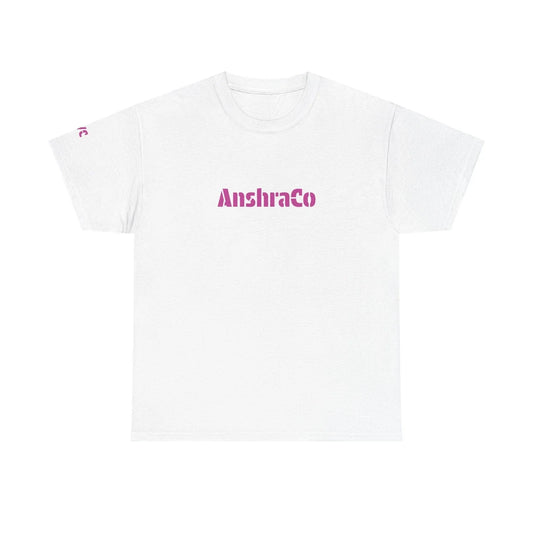 AnshraCo Logo Tee | Black T-Shirt, Pink Text - White Unisex T-shirt, Sweatshirt, Hoodie, Long Sleeve Tee - T-Shirt, Sweatshirt, Hoodie