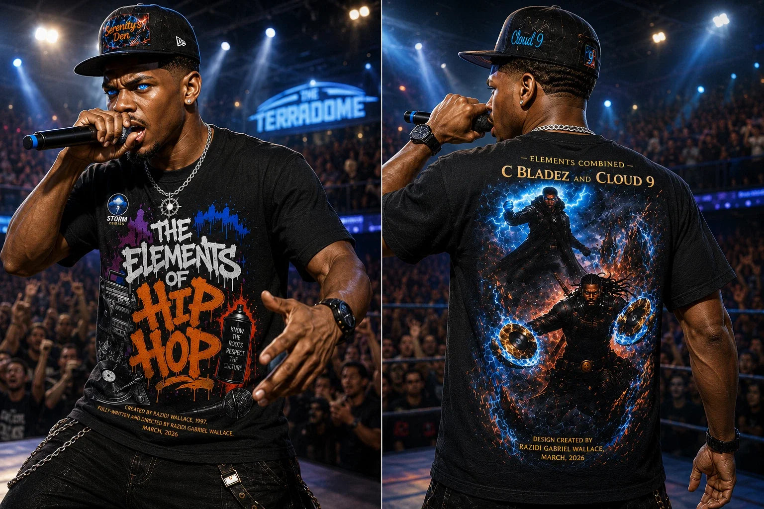 Designer T-Shirt - Sizes  L, XL, XXL - Coud 9 & C Bladez - Elements of Hip Hop - Unisex T-shirt, Sweatshirt, Hoodie, Long Sleeve Tee - T-Shirt, Sweatshirt, Hoodie