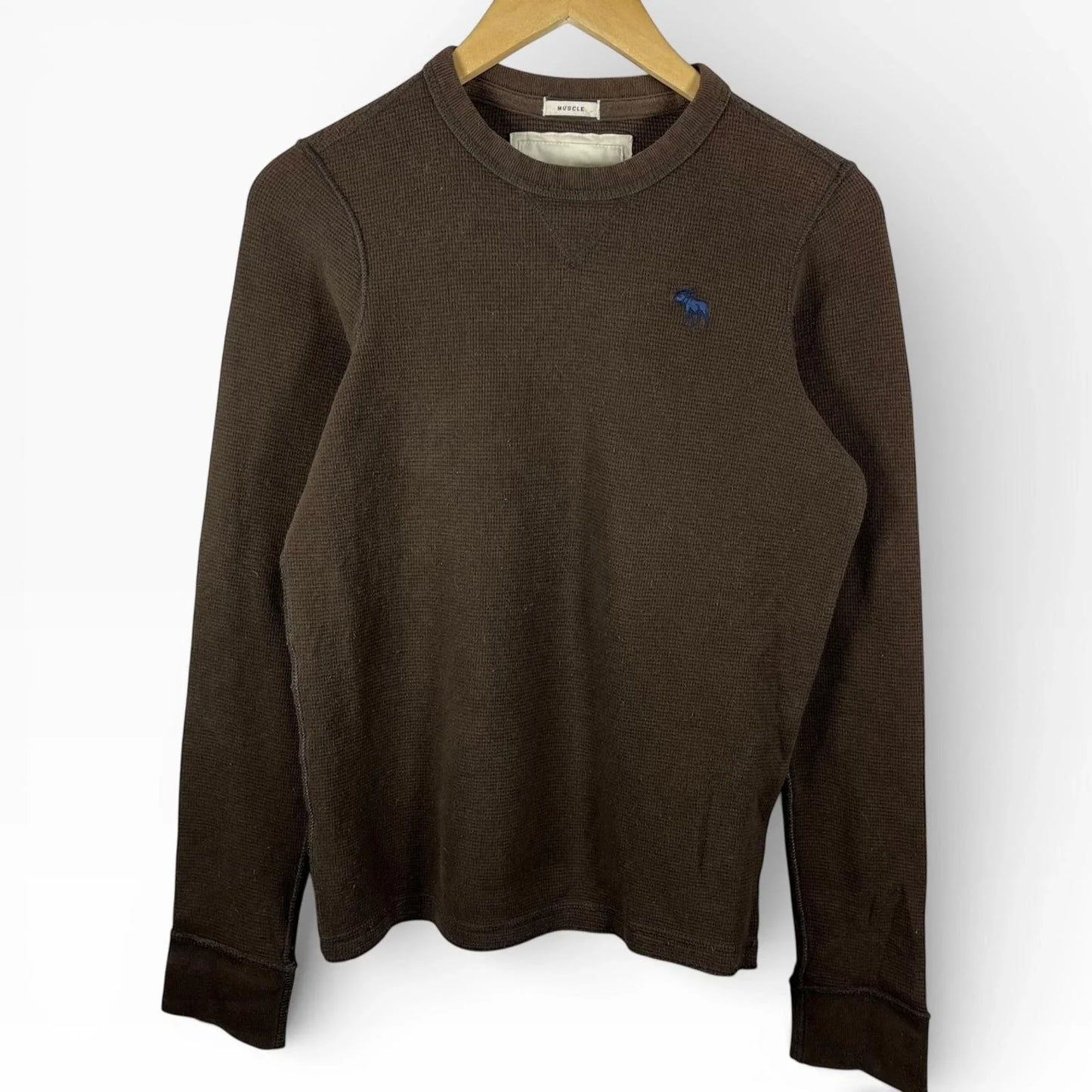 Vintage Y2K Abercrombie & Fitch Brown Thermal Knit Longsleeve top Small Muscle Unisex T-shirt, Sweatshirt, Hoodie, Long Sleeve Tee - T-Shirt, Sweatshirt, Hoodie