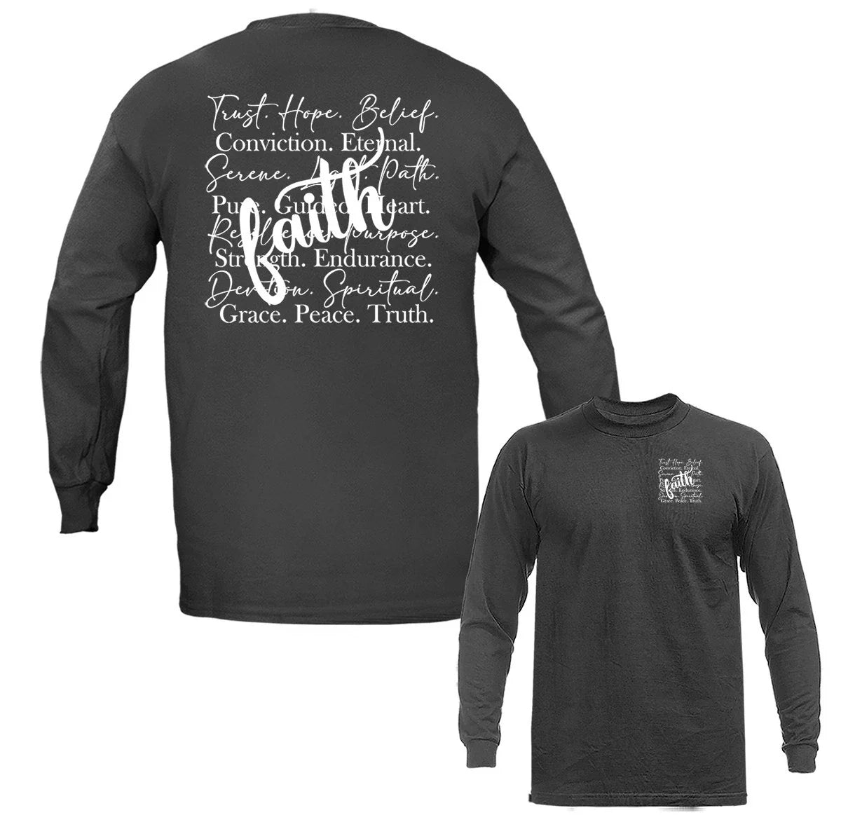 Faith Word Collage Christian Inspirational Religious Long Sleeve T-Shirt Unisex T-shirt, Sweatshirt, Hoodie, Long Sleeve Tee - T-Shirt, Sweatshirt, Hoodie