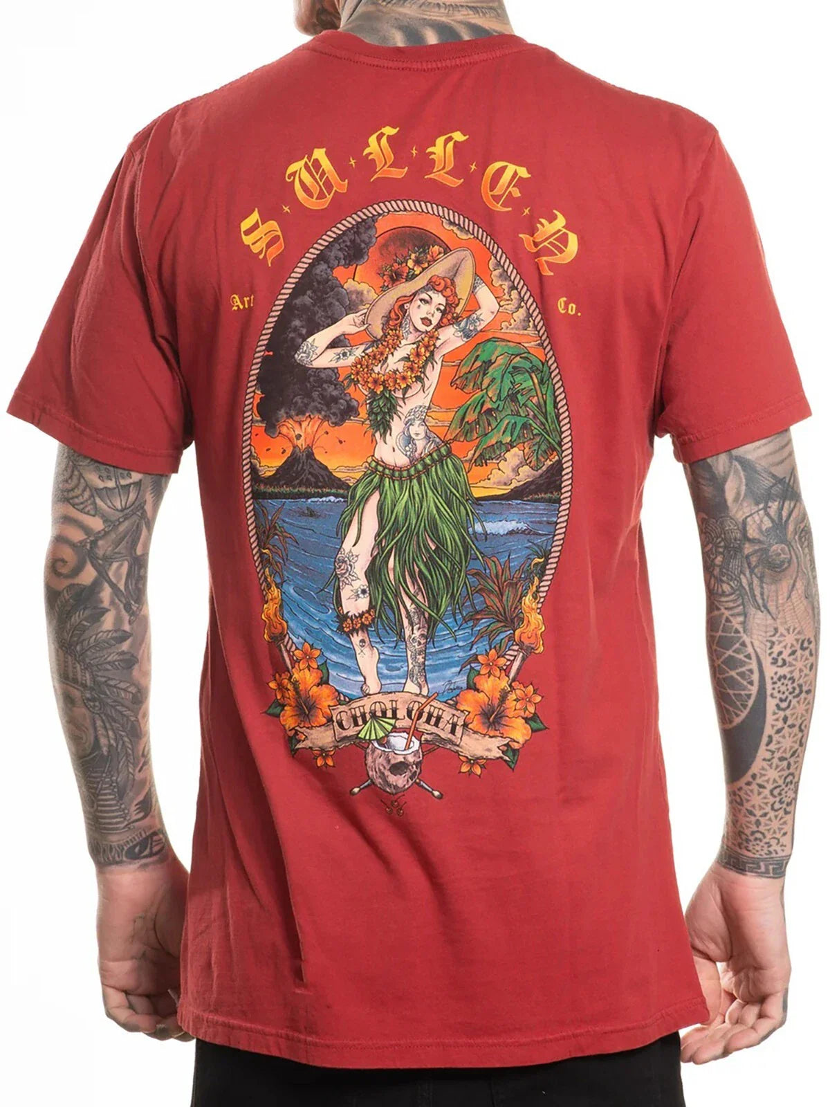 Sullen Men's Irruption Short Sleeve Premium T-shirt Tattoo Style Hula Girl Tee Unisex T-shirt, Sweatshirt, Hoodie, Long Sleeve Tee - T-Shirt, Sweatshirt, Hoodie