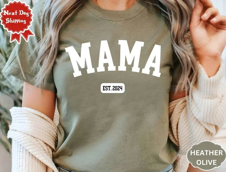 Personalized Mama Est T-shirt, Mothers Day Gift, Gift for Mom, Mama T shirt Unisex T-shirt, Sweatshirt, Hoodie, Long Sleeve Tee - T-Shirt, Sweatshirt, Hoodie