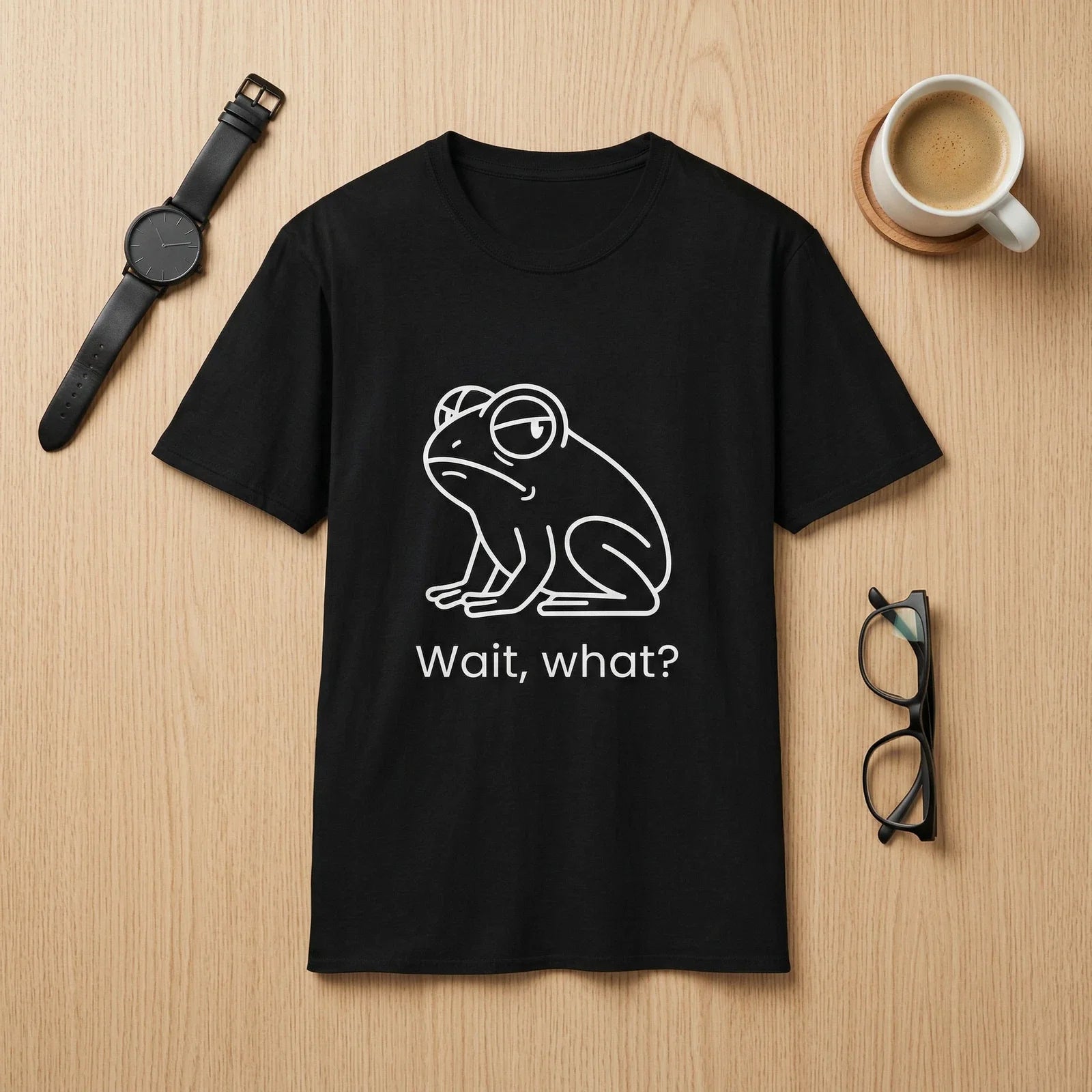 Skeptical Frog Wait What Minimalist Line Art T-Shirt Unisex T-shirt, Sweatshirt, Hoodie, Long Sleeve Tee - T-Shirt, Sweatshirt, Hoodie