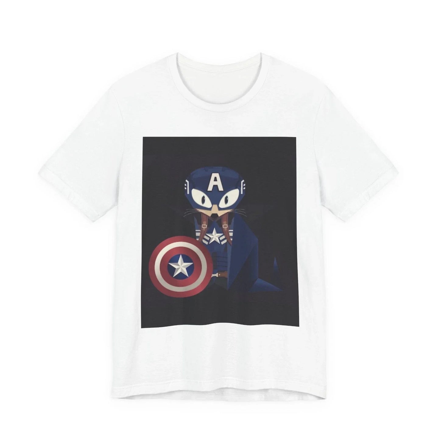 NFT Captain AmericaCat Shield Cat T-Shirt | Cute Superhero Illustration Unisex T-shirt, Sweatshirt, Hoodie, Long Sleeve Tee - T-Shirt, Sweatshirt, Hoodie