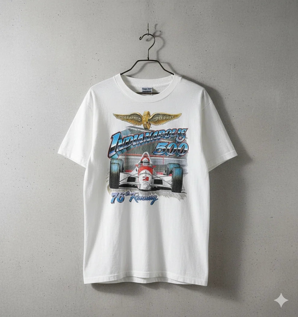 Indianapolis 500 1976 Racing Vintage White T-Shirt Indy Car Graphic Tee - T549 Unisex T-shirt, Sweatshirt, Hoodie, Long Sleeve Tee - T-Shirt, Sweatshirt, Hoodie