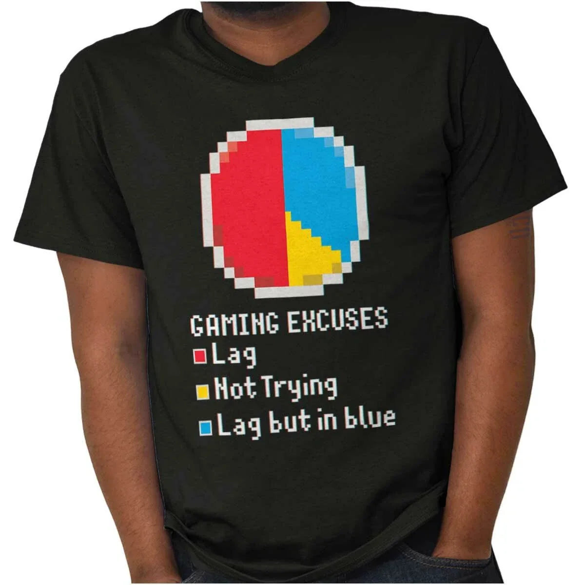 Funny Video Gaming Excuses Lag Pie Chart Womens or Mens Crewneck T Shirt Tee Unisex T-shirt, Sweatshirt, Hoodie, Long Sleeve Tee - T-Shirt, Sweatshirt, Hoodie