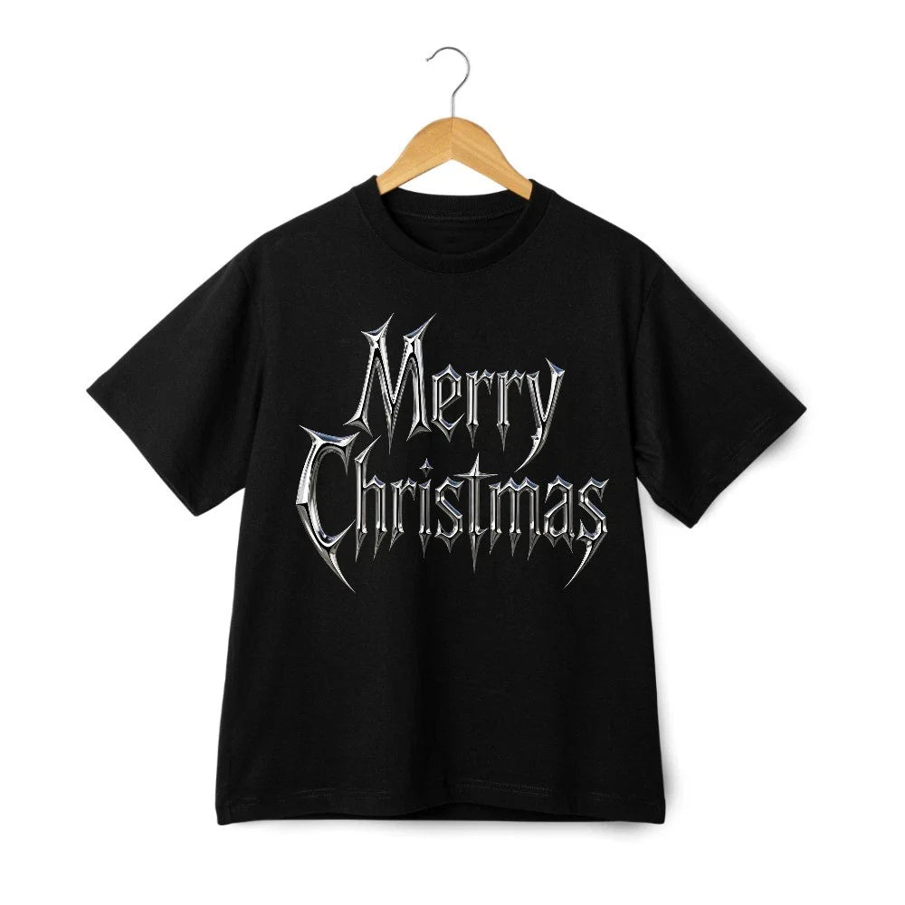 Merry Christmas Gothic T-Shirt-Holiday Party&Daily Casual Cotton Crew Neck Tee Unisex T-shirt, Sweatshirt, Hoodie, Long Sleeve Tee - T-Shirt, Sweatshirt, Hoodie