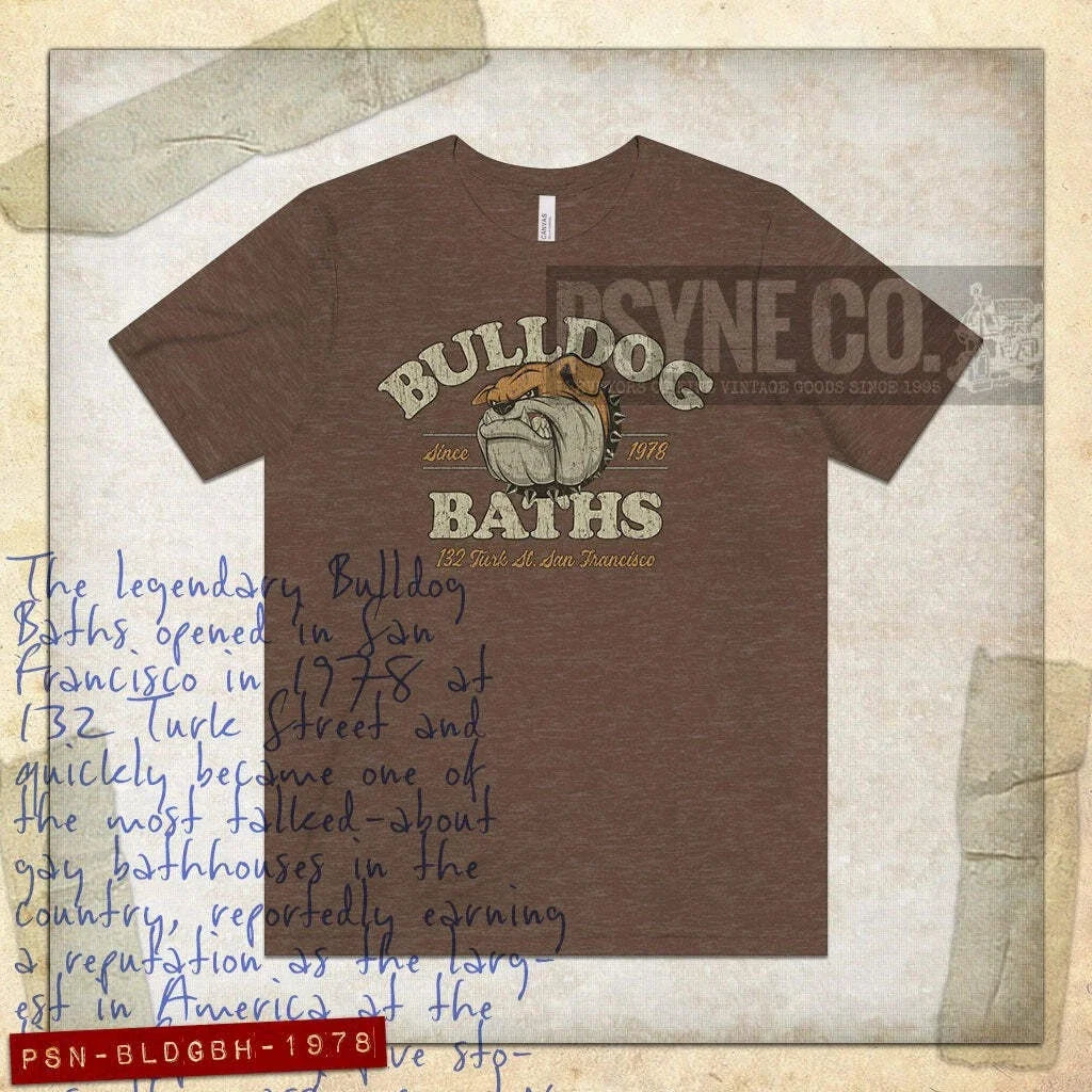 Bulldog Baths San Francisco 1978 Vintage Men's T-Shirt Unisex T-shirt, Sweatshirt, Hoodie, Long Sleeve Tee - T-Shirt, Sweatshirt, Hoodie