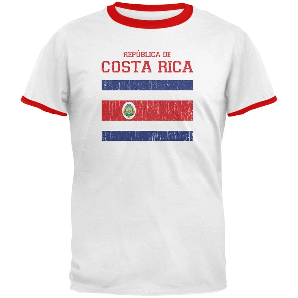 World Cup Distressed Flag Republica de Costa Rica White/Red Men's Ringer T-Shirt Unisex T-shirt, Sweatshirt, Hoodie, Long Sleeve Tee - T-Shirt, Sweatshirt, Hoodie