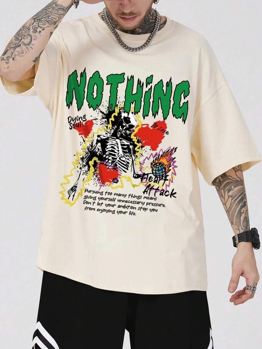 Guys Slogan & Skull Graphic Tee  Edgy Streetwear T-Shirt, Dark Aesthetic Unisex T-shirt, Sweatshirt, Hoodie, Long Sleeve Tee - T-Shirt, Sweatshirt, Hoodie