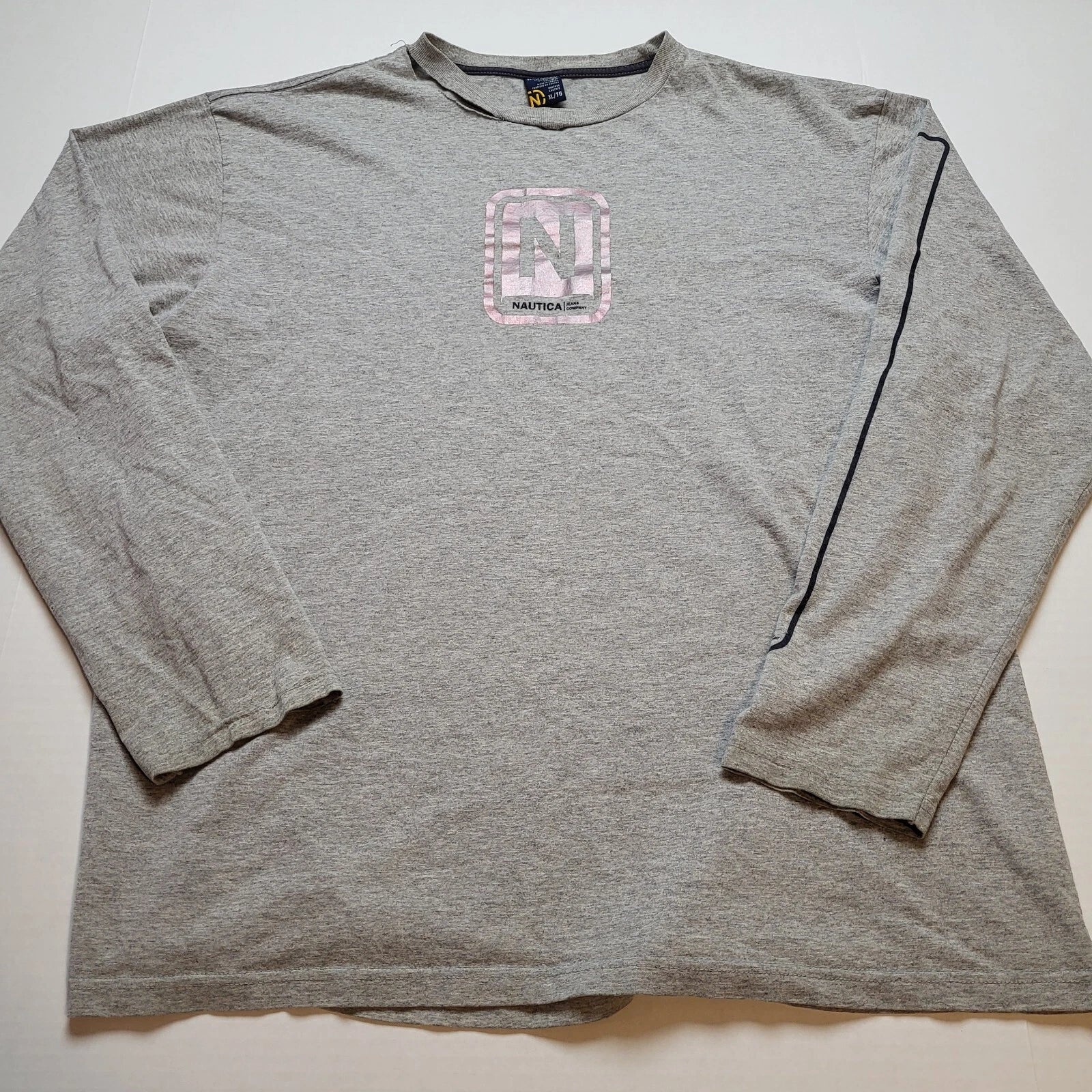 Nautica T-Shirt Mens XL Gray Long Sleeve Hole Y2k W19 Unisex T-shirt, Sweatshirt, Hoodie, Long Sleeve Tee - T-Shirt, Sweatshirt, Hoodie