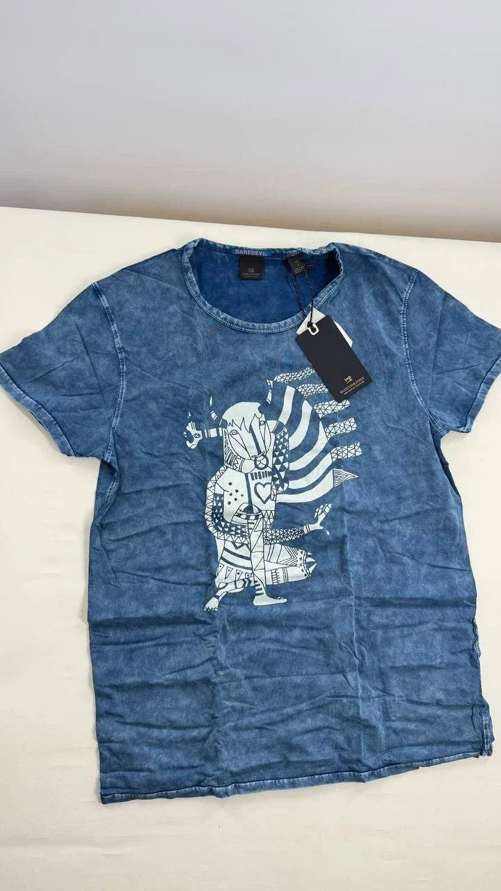Scotch & Soda Graphic T-Shirt Mens Blue Art Print NWT Unisex T-shirt, Sweatshirt, Hoodie, Long Sleeve Tee - T-Shirt, Sweatshirt, Hoodie