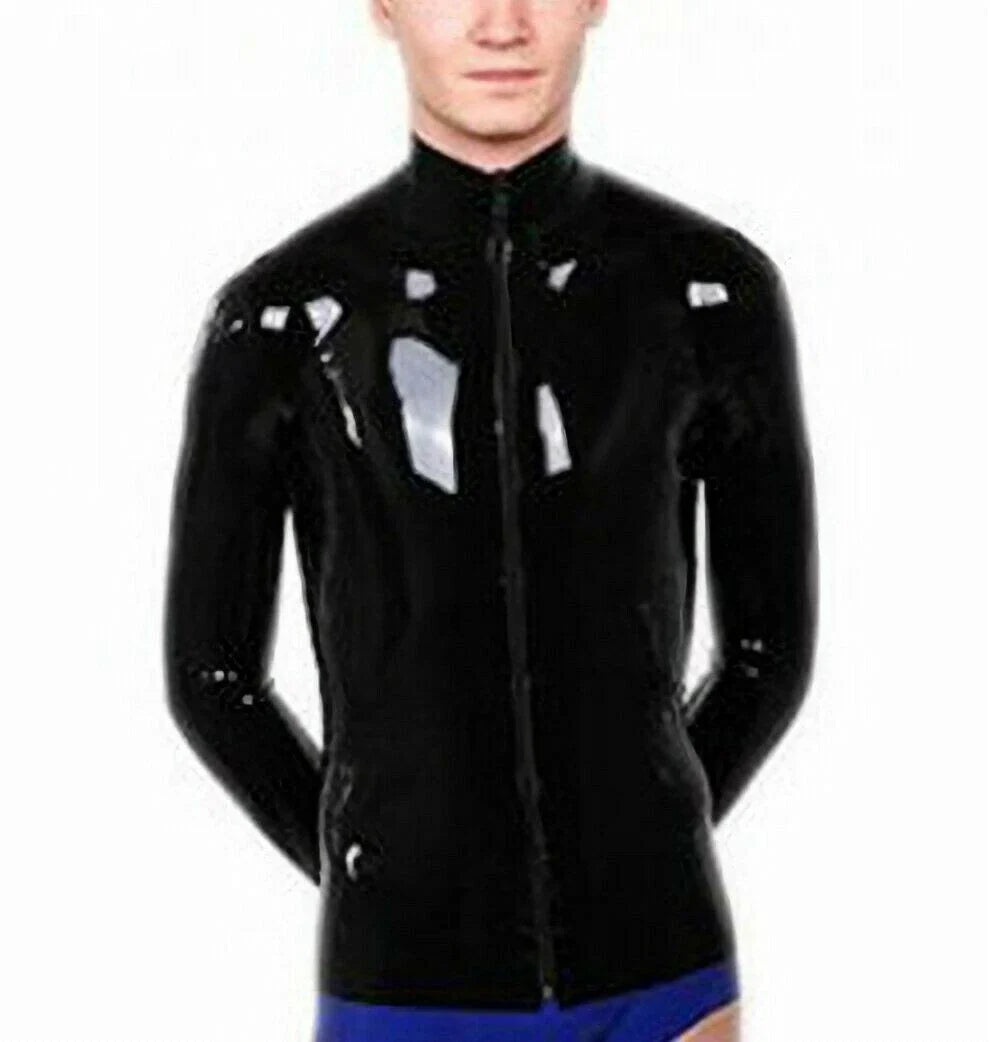 Latex Catsuit GummI Rubber Top Long Sleeves Classic High Collar Customize 0.4mm Unisex T-shirt, Sweatshirt, Hoodie, Long Sleeve Tee - T-Shirt, Sweatshirt, Hoodie